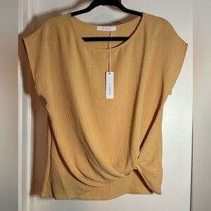 NWT Six Fifty Six/Fifty Do The Twist Top Shirt Cap Sleeves Marigold Size Small